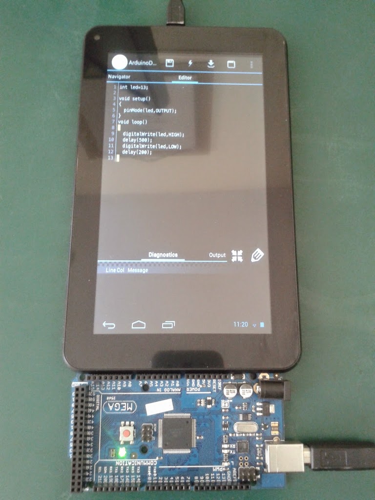 Muestra conexión tablet y Arduino